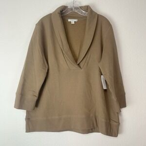 Coldwater Creek Sweatshirt Womens XL/16 Easy Does It Pullover Stretch Soft Brown